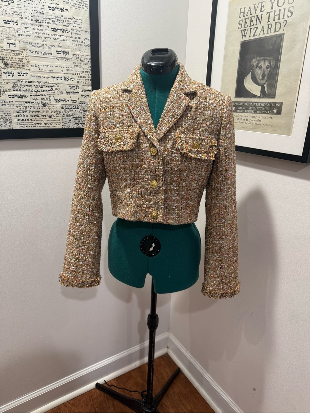 Mac Duggal 81188 ONE OF A KIND Cropped Tweed Jacket